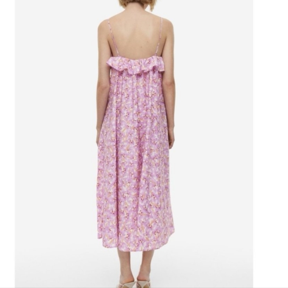 H& M Floral Purple Midi women's sundress lightweight feminine vacation Sz L